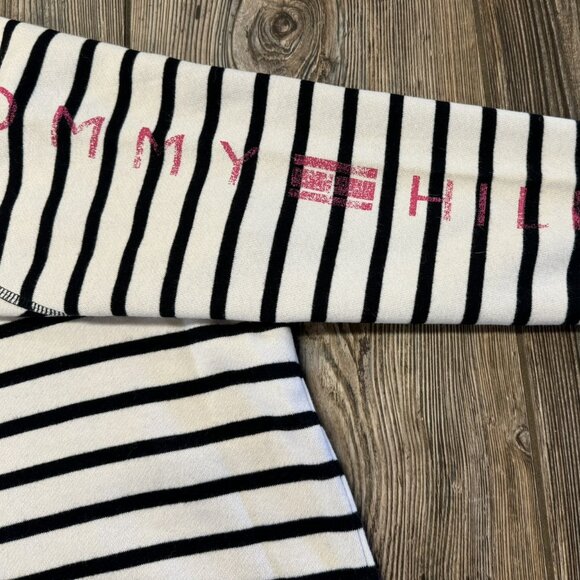 New with Tag Womens Tommy Hilfiger White & Black Striped Soft Sweatshirt Medium - Picture 4 of 5